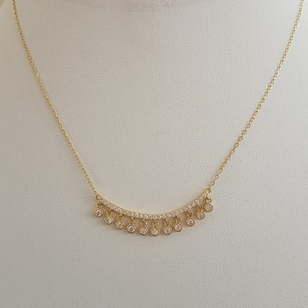 14k Gold plated Dangling CZ Necklace 16 to 18"